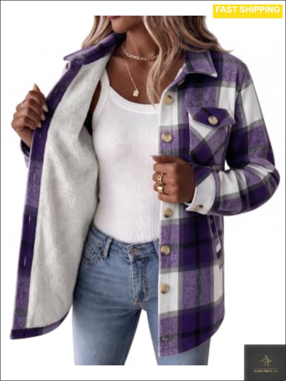 Zeagoo Women's Flannel Jacket Sherpa Fleece Lined Plaid Winter Coat